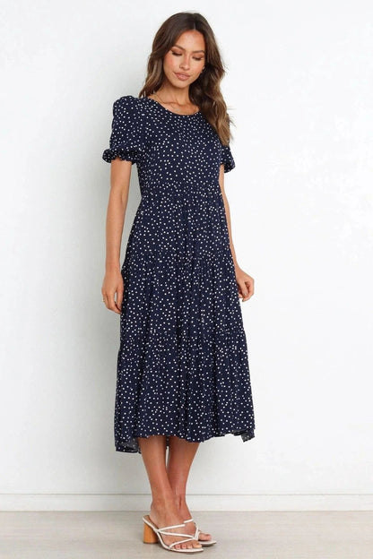 Marine Blauw Ibiza Jurk Met Stipjes