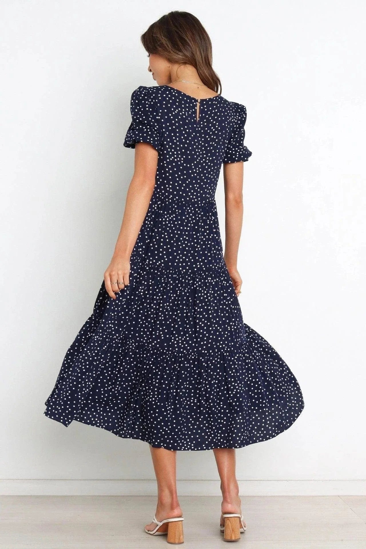 Marine Blauw Ibiza Jurk Met Stipjes