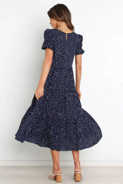 Marine Blauw Ibiza Jurk Met Stipjes