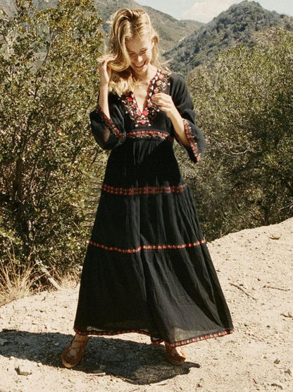 Maxi Boho Jurk Zwart