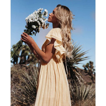 Maxi Crème Kleurige Ibiza Jurk