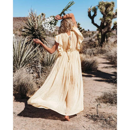 Maxi Crème Kleurige Ibiza Jurk