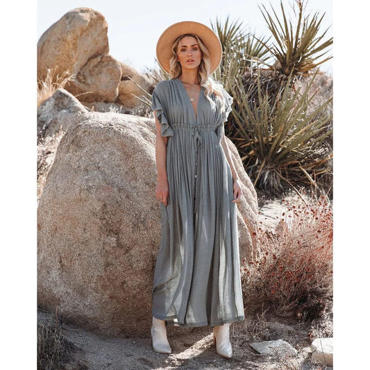 Maxi Groen/Grijze Ibiza Jurk