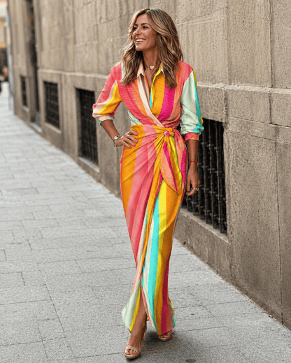 Maxi jurk lichtgewicht polyester met grafische print