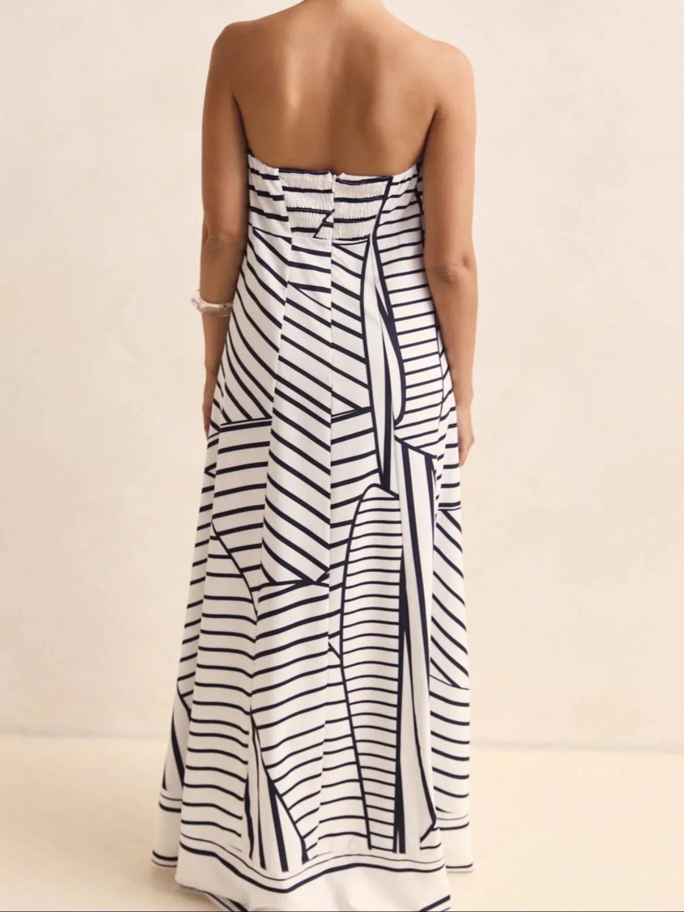 Maxi-jurk met plooien en print in buisstijl