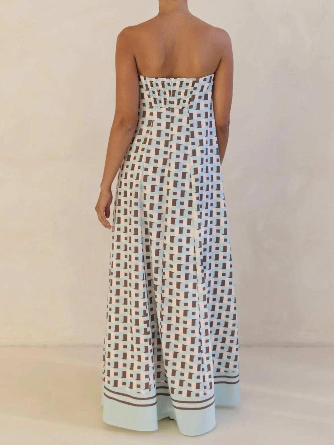 Maxi-jurk met plooien en print in buisstijl