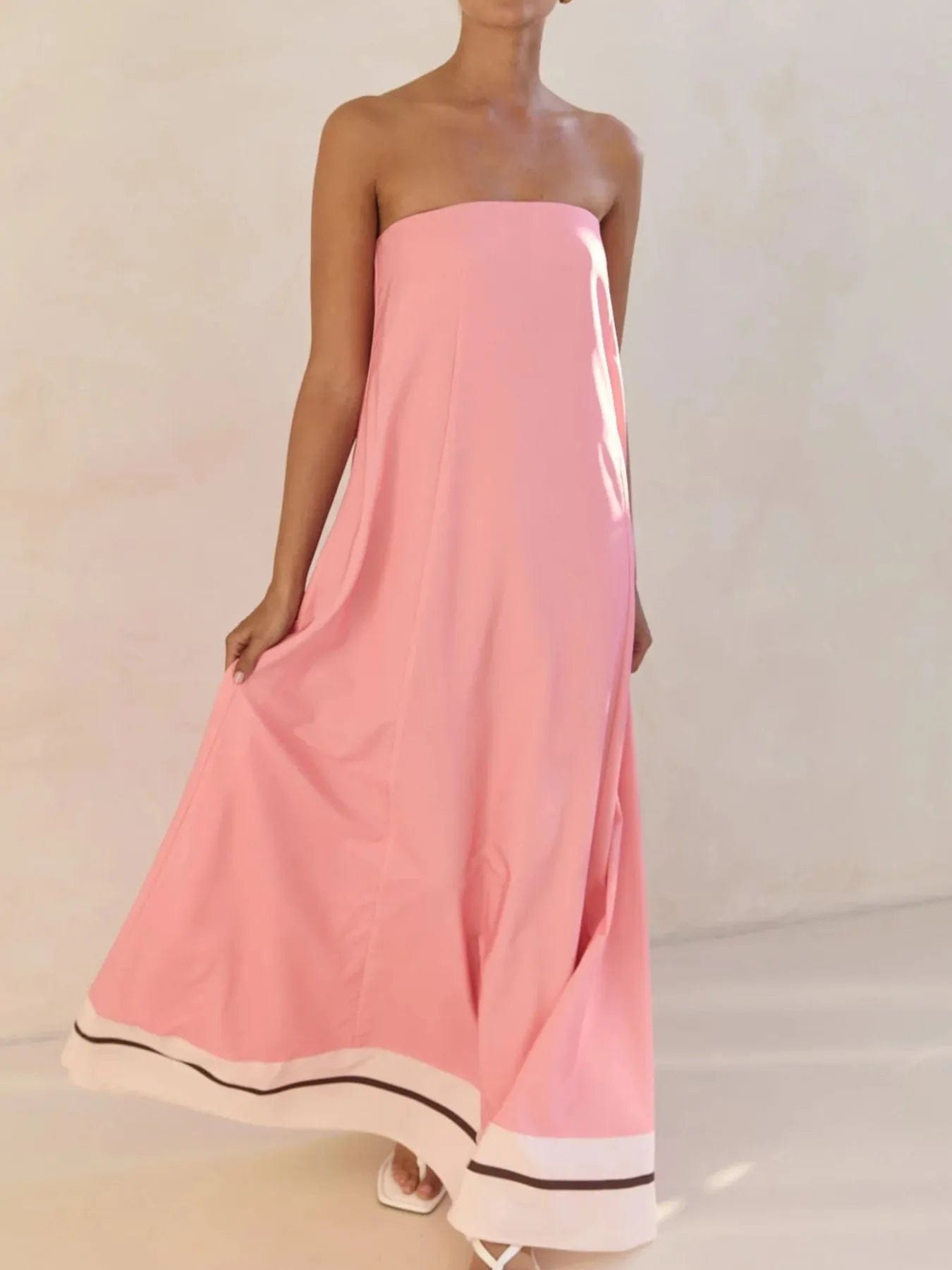Maxi-jurk met plooien en print in buisstijl