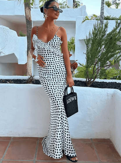 Maxi Jurk Met Zwart-Witte Stippen