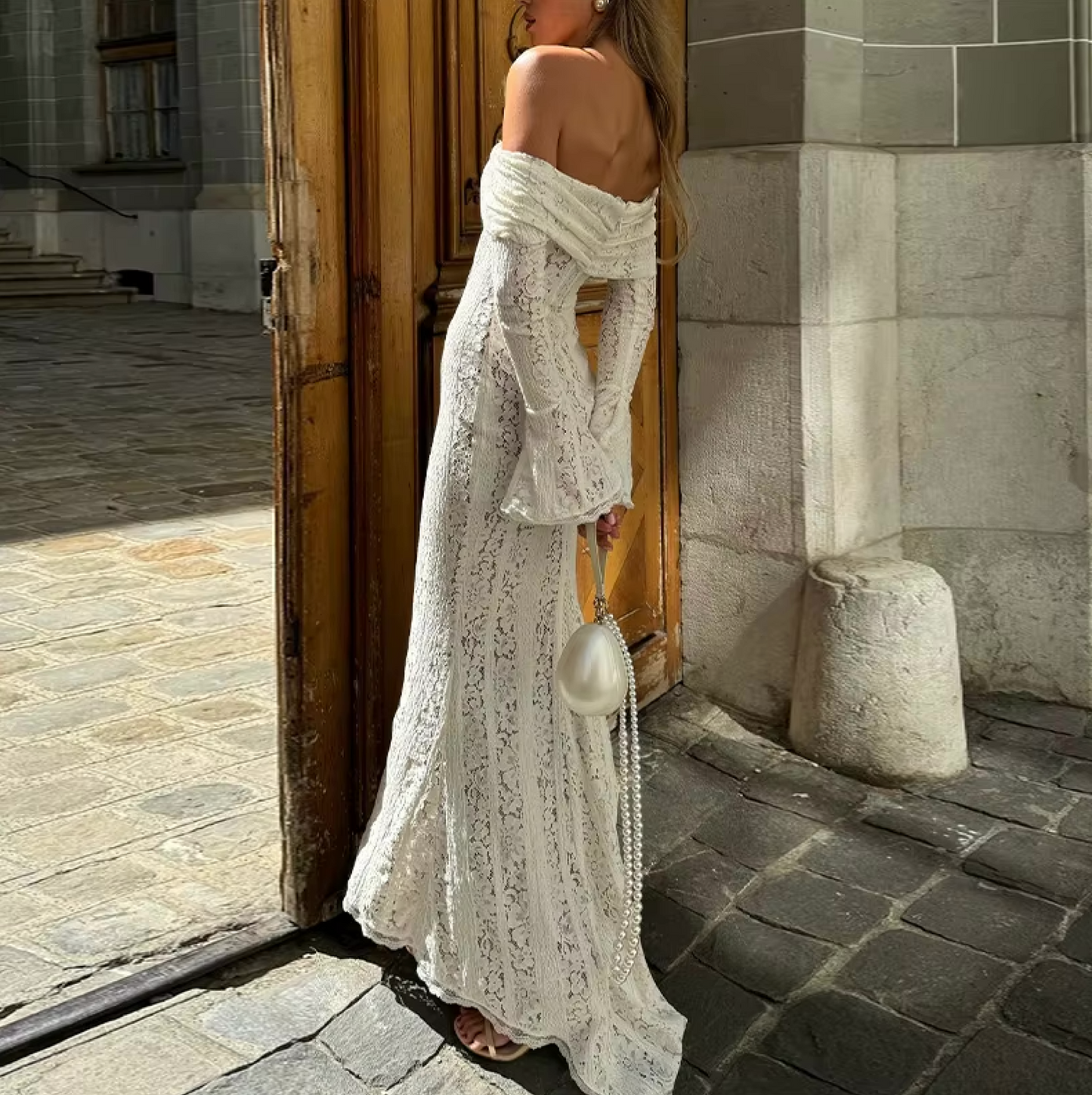 Maxi Strandjurk Off-Shoulder