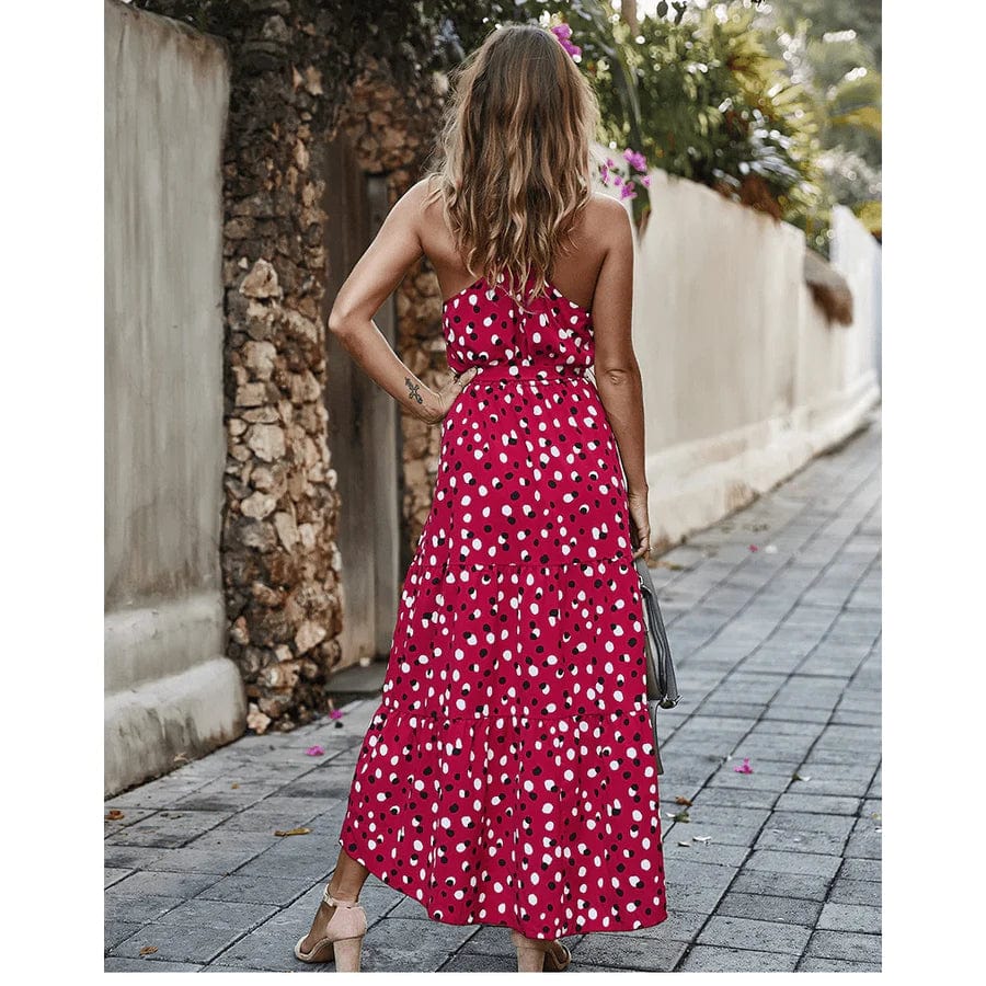 Midi Rood/Roze Boheemse Jurk