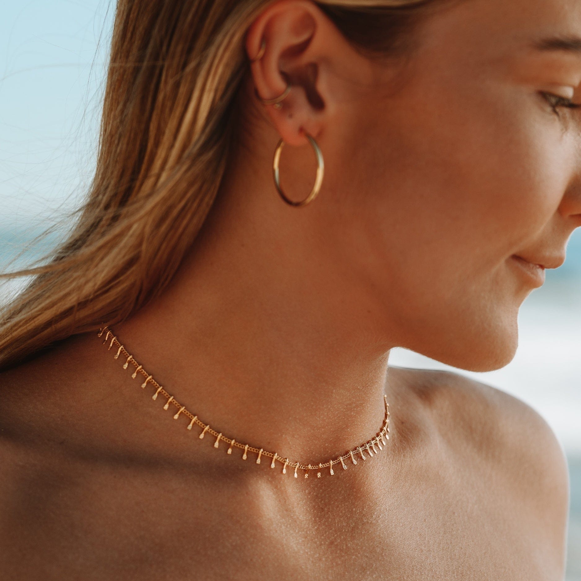 Minimalistische metalen choker ketting dames