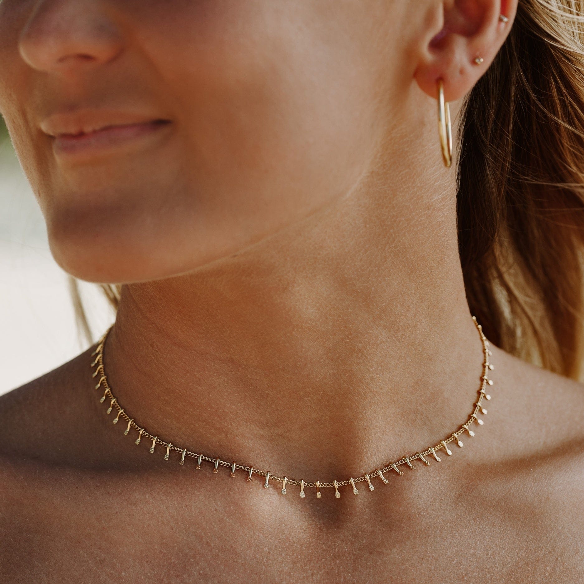 Minimalistische metalen choker ketting dames