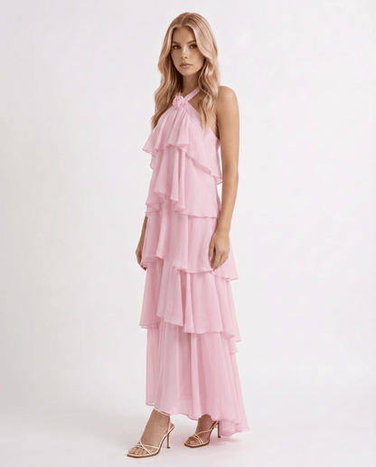 Mouwloze Maxi Jurk met Bloemenprint en Halternek voor Dames