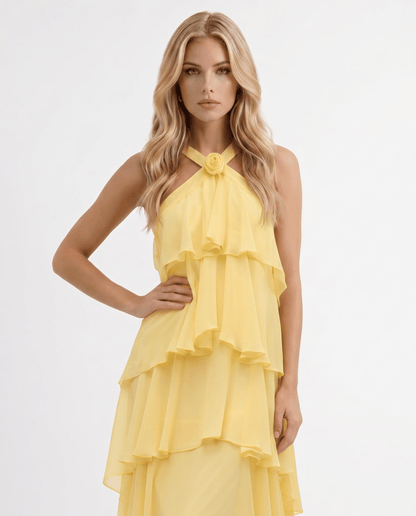 Mouwloze Maxi Jurk met Bloemenprint en Halternek voor Dames