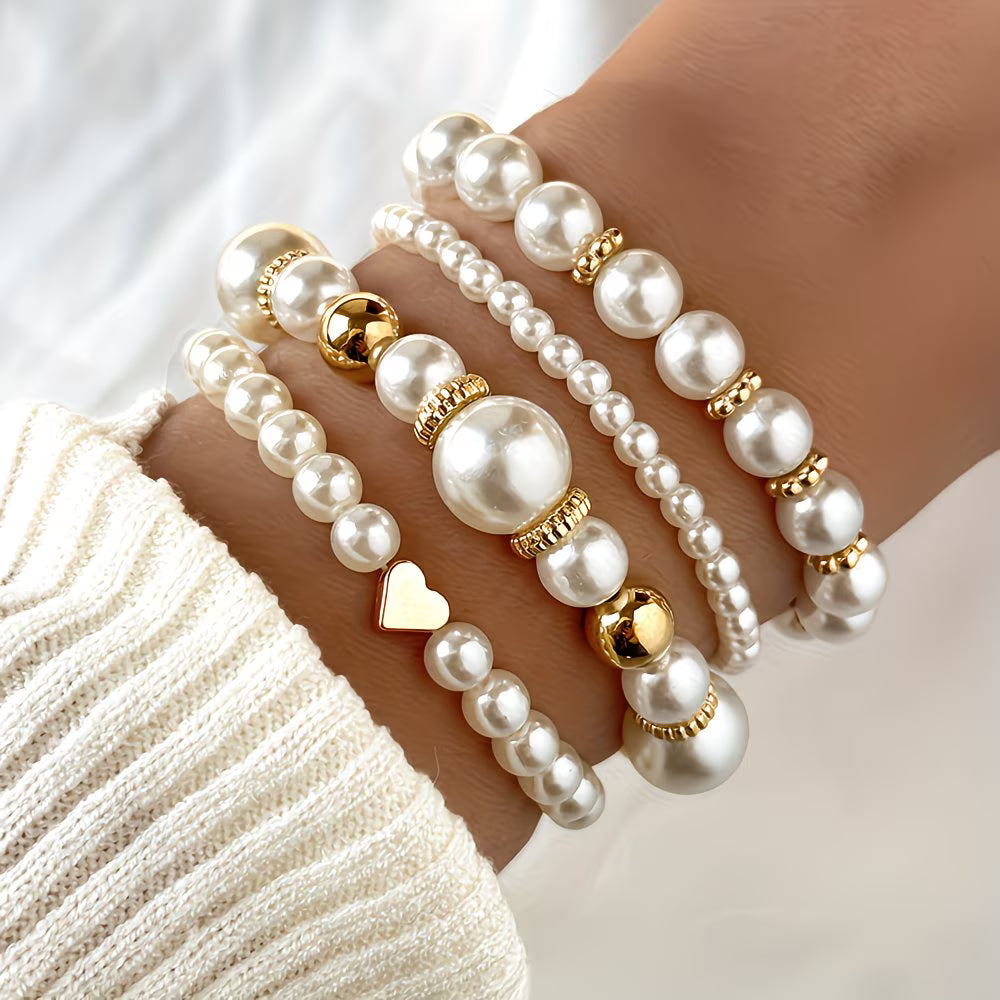 Set van 4 kralenarmbanden voor dames