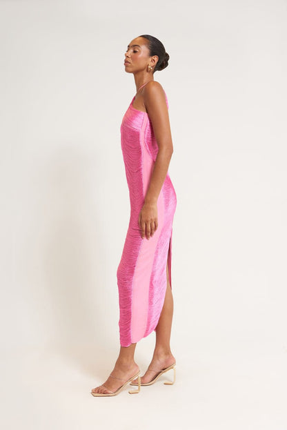 Polyester Maxi Jurk met Open Rug en Onregelmatige Zoom