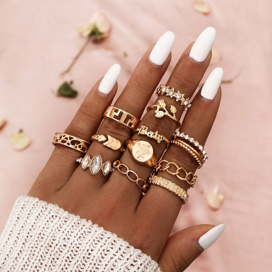 Ringen Set Rose Goud Met Bloemen