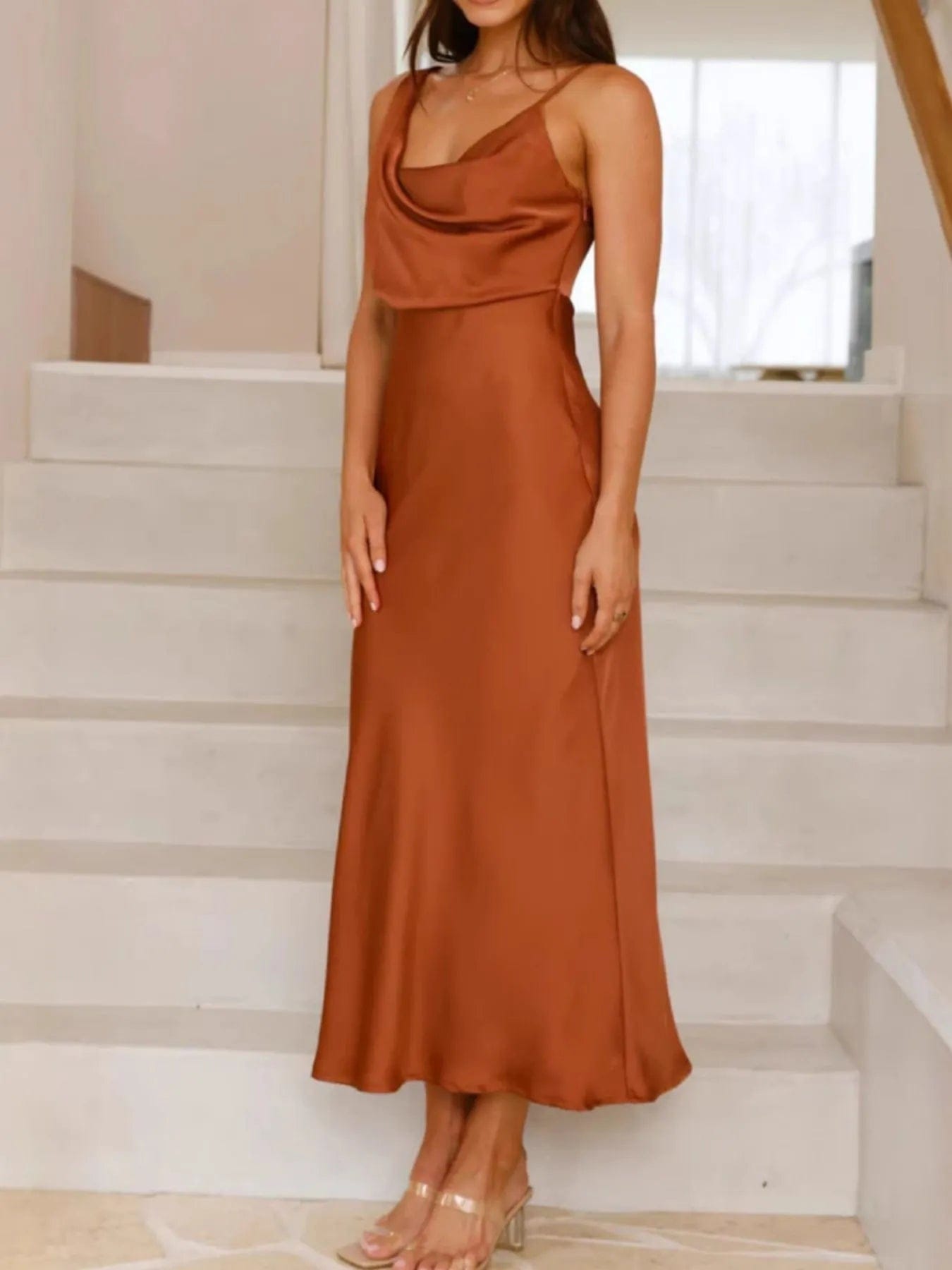 Satin Asymmetrische Midi Jurk