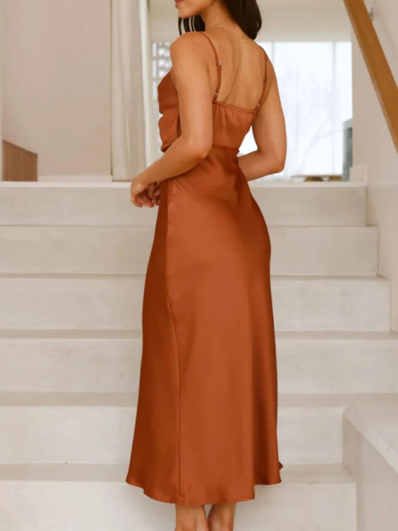 Satin Asymmetrische Midi Jurk