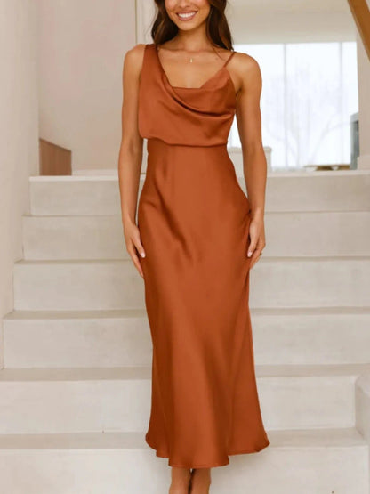 Satin Asymmetrische Midi Jurk