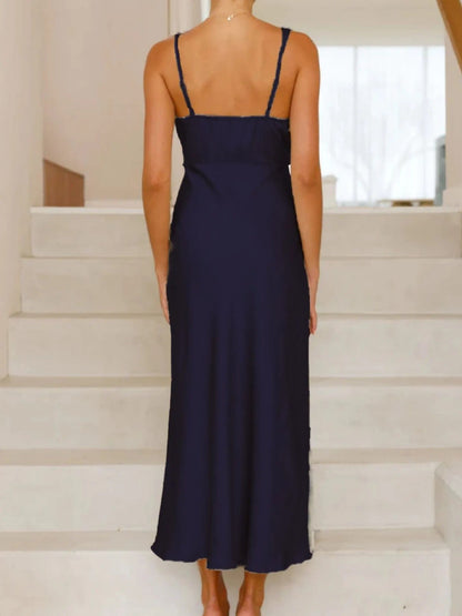 Satin Asymmetrische Midi Jurk