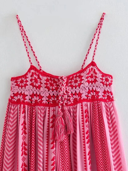 Spaghettibandjes maxi jurk in roze