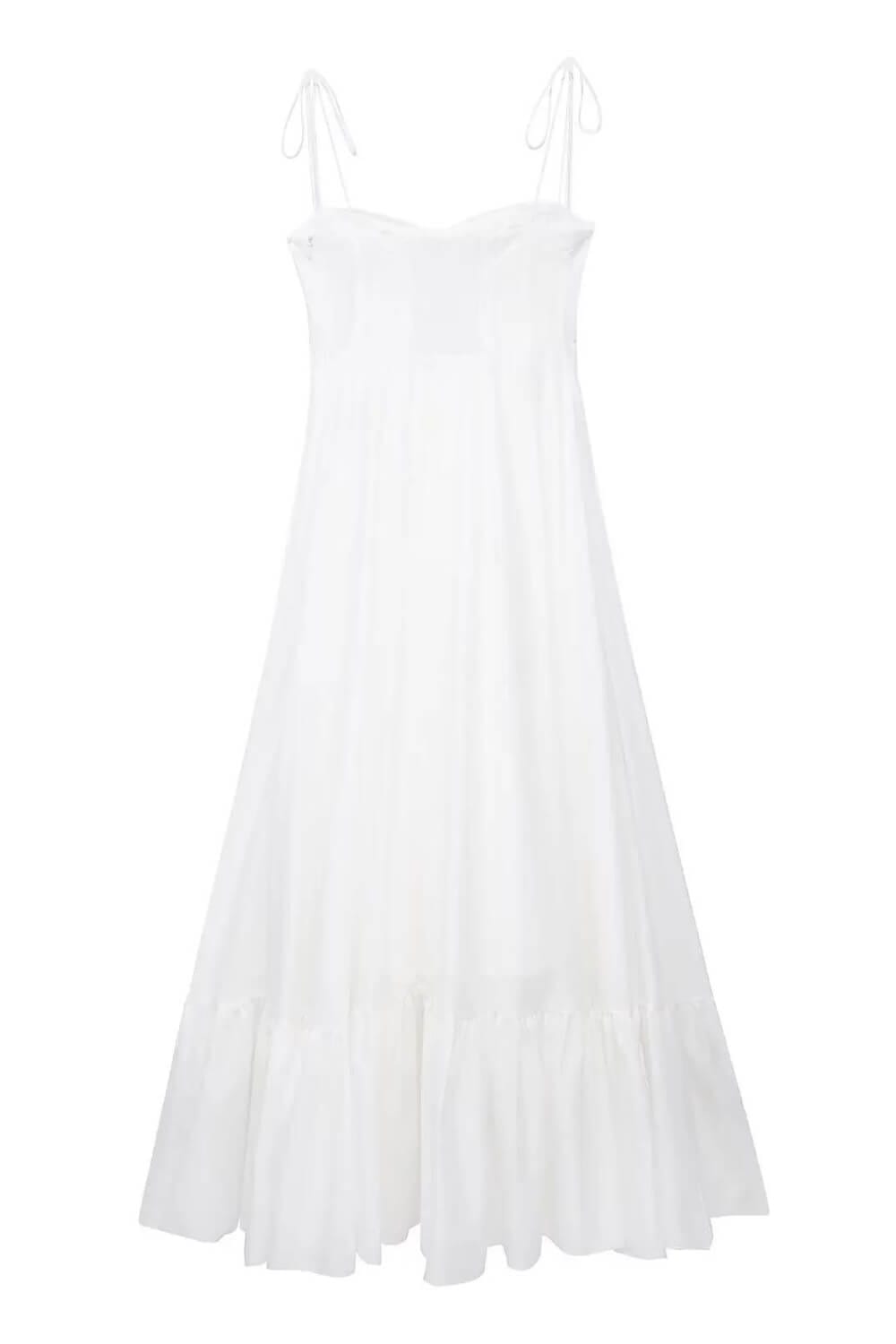 Witte enkellange jurk van vloeiende polyester