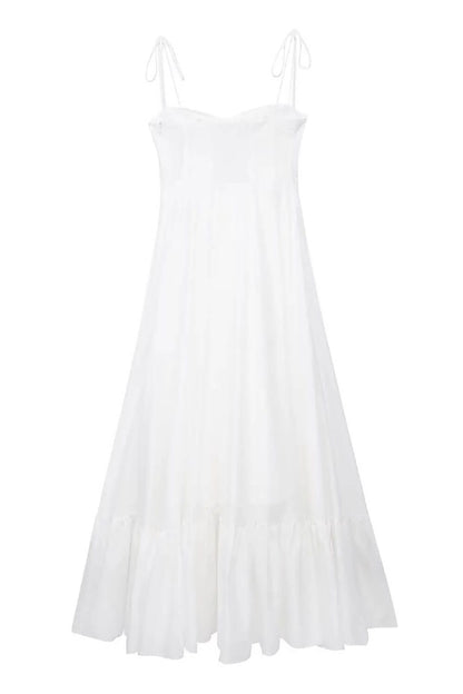 Witte enkellange jurk van vloeiende polyester