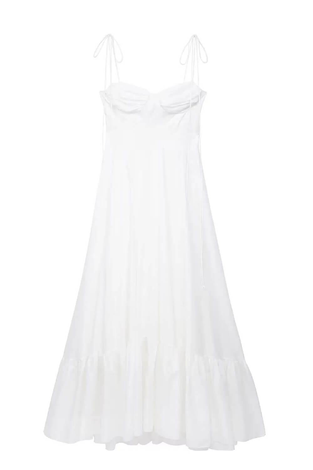 Witte enkellange jurk van vloeiende polyester