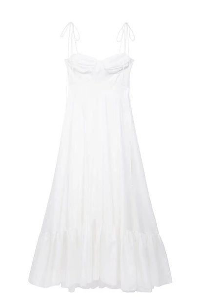 Witte enkellange jurk van vloeiende polyester