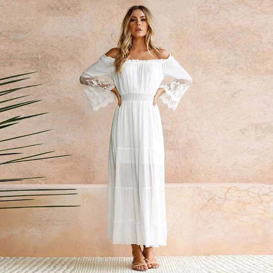 Witte Lange Ibiza Strandjurk