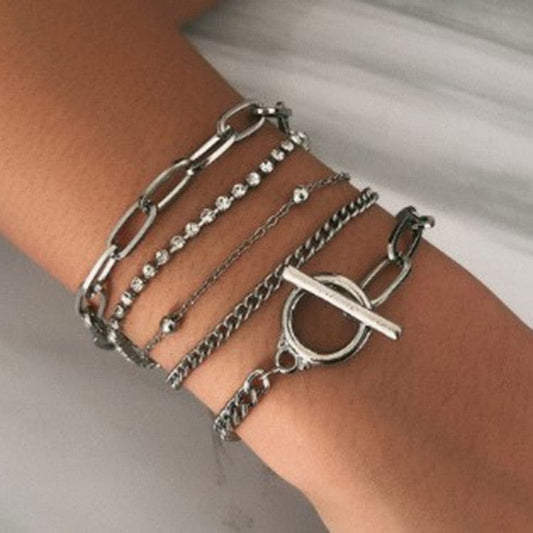 Zilvere Industriële Armbanden Set