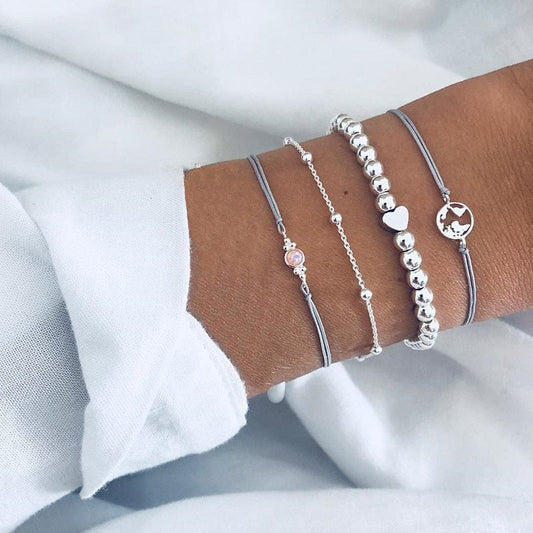 Zilveren Armbanden Set Met Hartje En Wereldbol