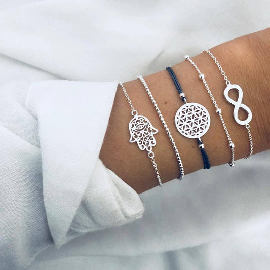 Zilveren Armbanden Set Met Ibiza Hippie Markt Bedeltjes