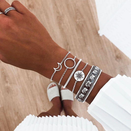 Zilveren Armbanden Set Met Olifanten