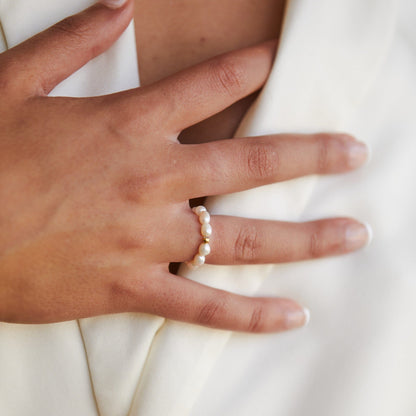 Zilveren Ring met Zoetwaterparel Dames Klassiek Ontwerp