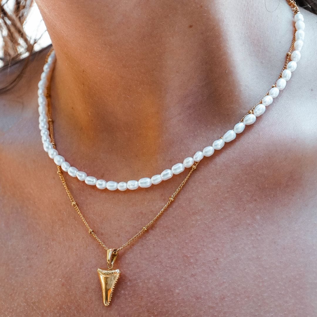 Zoetwaterparel Choker met Gouden PVD Coating voor Dames