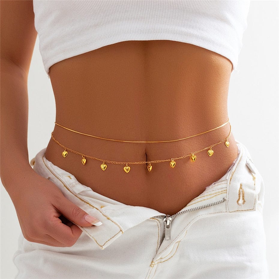 Zomerse Belly Chain Met Hartjes Bedeltjes