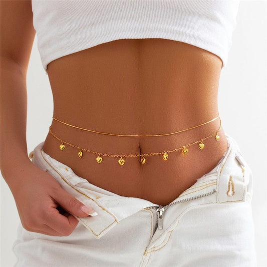 Zomerse Belly Chain Met Hartjes Bedeltjes