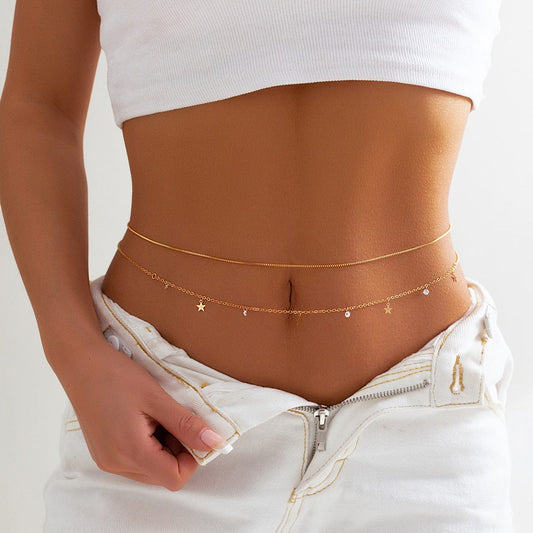 Zomerse Buikketting Met Kleine Sterretjes En Diamantjes