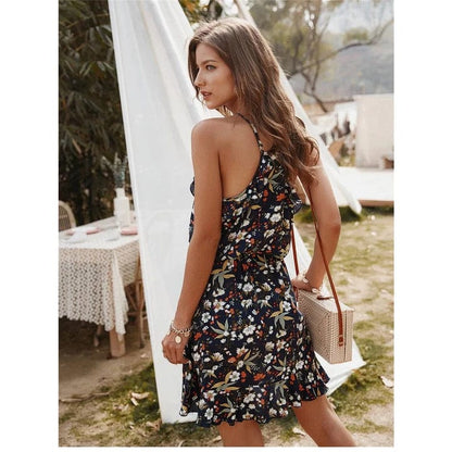 Zwarte Bloemenjurk Ibiza Style
