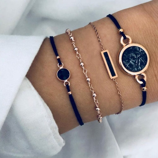 Zwarten Armbanden Set Bedeltjes